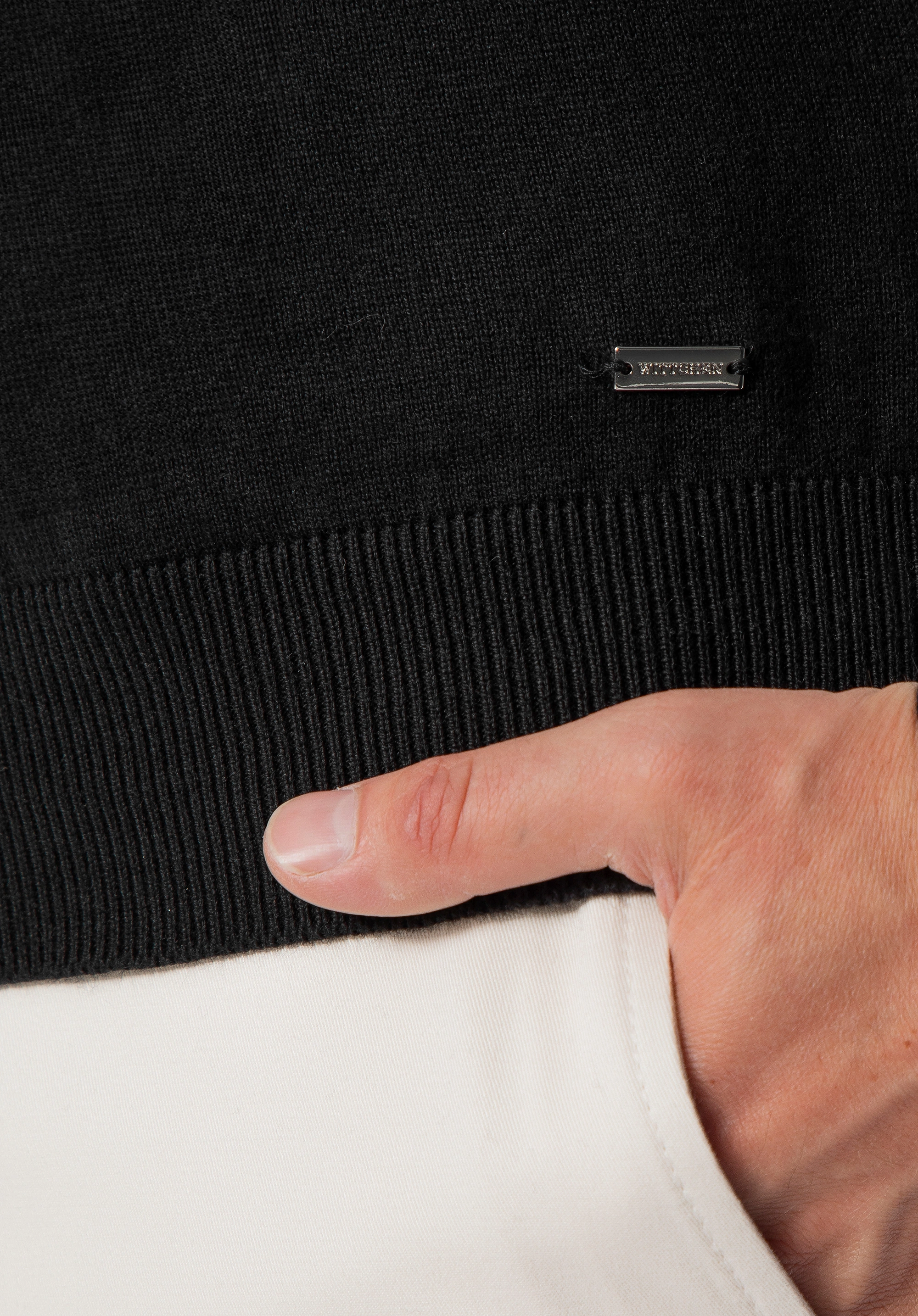 Sweter męski bawełniany z kaszmirem czarny