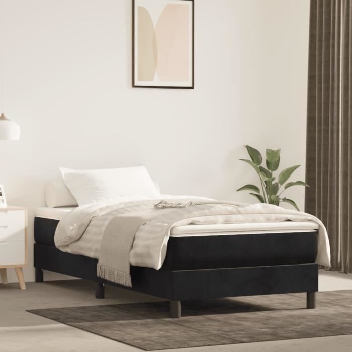 Bedbodem - AKOZON - 90x190 cm - Zwart fluweel - Eenpersoons - Inclusief poten