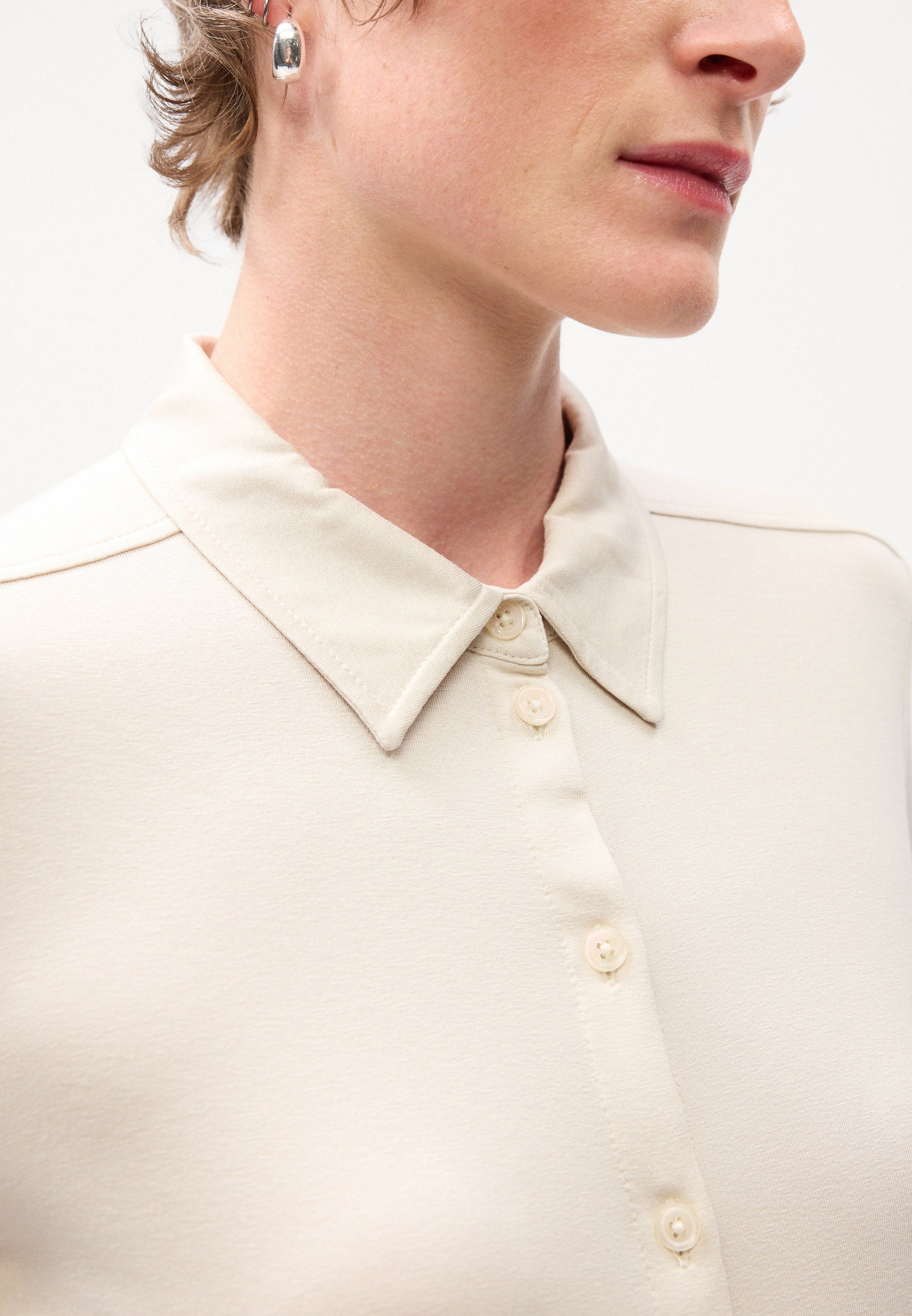 Marc O'Polo BLOUSE LONG SLEEVE COLLAR BUTTON PLACKET - Halenka na knoflíky - natural stone