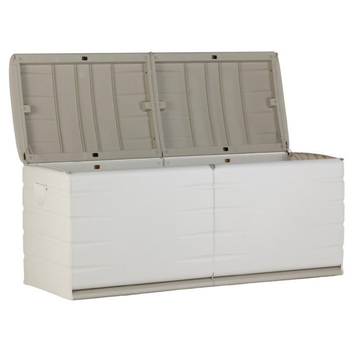 PLASTIKEN 450L Indoor/Outdoor Storage Box, Functional and Attractive, Lockable with Wheels, Beige