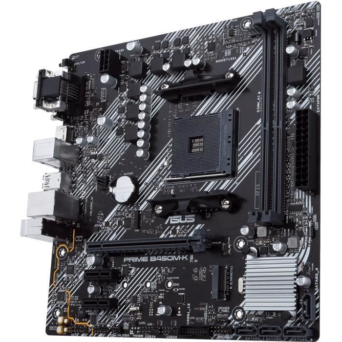 Carte mère - ASUS - Prime B450M-K II - AMD B450 - Emplacement AM4 micro ATX