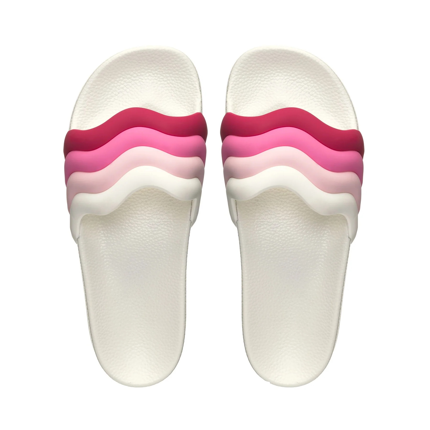 1908 SLIDES CURLY PADDED STRIPES-WHITE-SHADED PINK