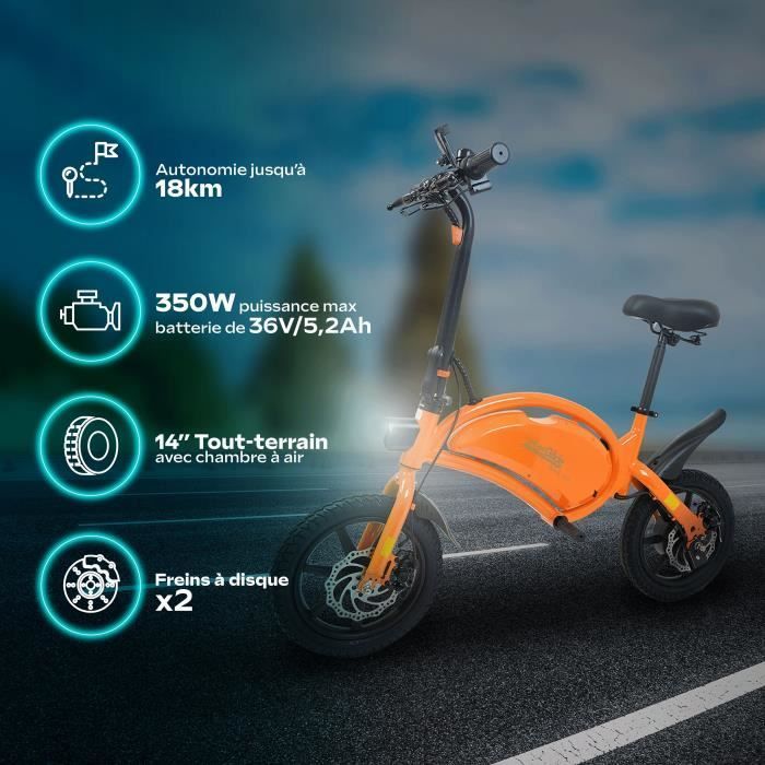 Draisienne électrique - URBANGLIDE - BIKE 140 ORANGE - 36V - 350W - Pneus 14