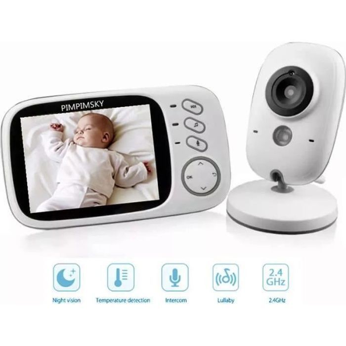 PIMPIMSKY Baby Monitor Camera 3.2” Wireless Baby Monitor with Color LCD Video, 2.4GHz Two-Way Communication, Night Vision