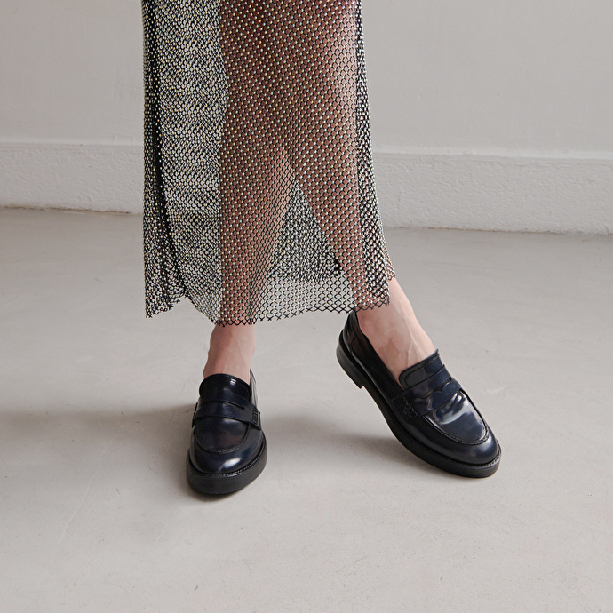 Mocassins  en cuir glacé bleu