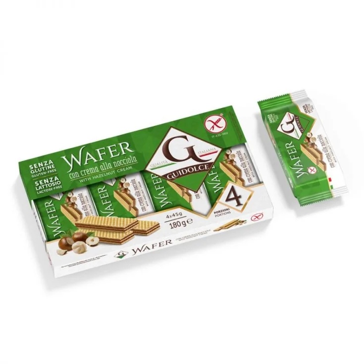 GUIDOLCE Wafels met hazelnootcrème 4 porties x 45 g