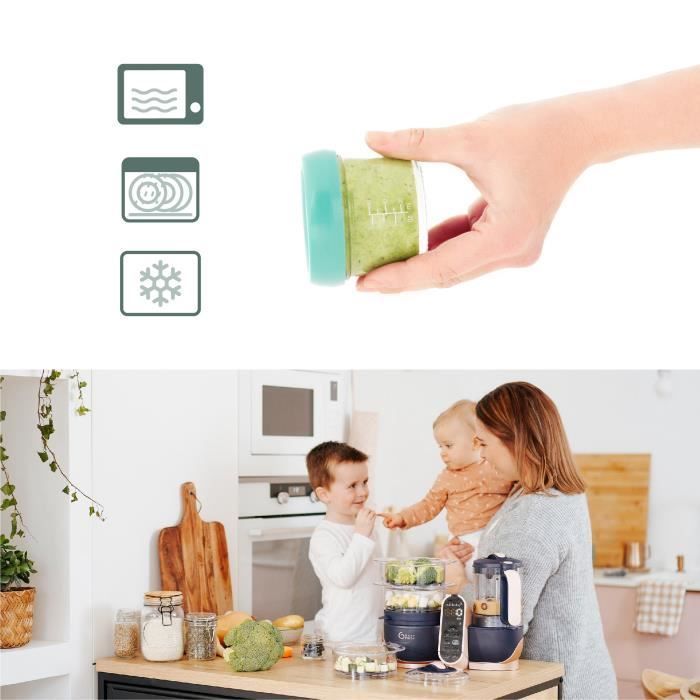 Babymoov Glass Baby Bowls - Multiset - Airtight Storage Containers 4x100ml + 4x220ml