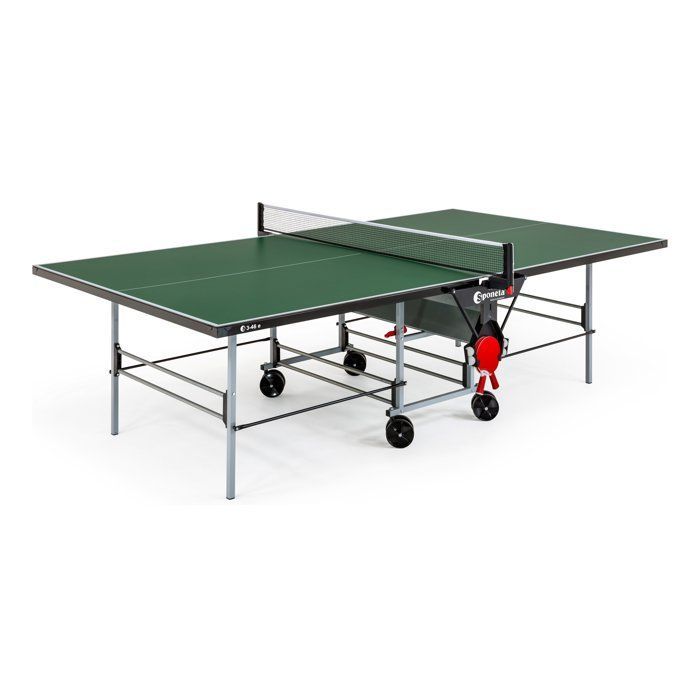 Tavolo da ping-pong - SPONETA - S3-46 e - Pieghevole - Uso esterno - Rete + contenitore + 4 ruote doppie girevoli - Grigio/verde