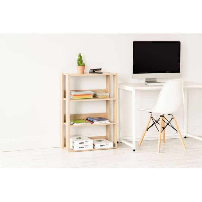 Iris Ohyama, Bücherregal, 3-stufiges Aufbewahrungssystem/Verstellbare Regalböden, OWR-600-Hellbraun, B 29,3 x T 60 x H 87,9...
