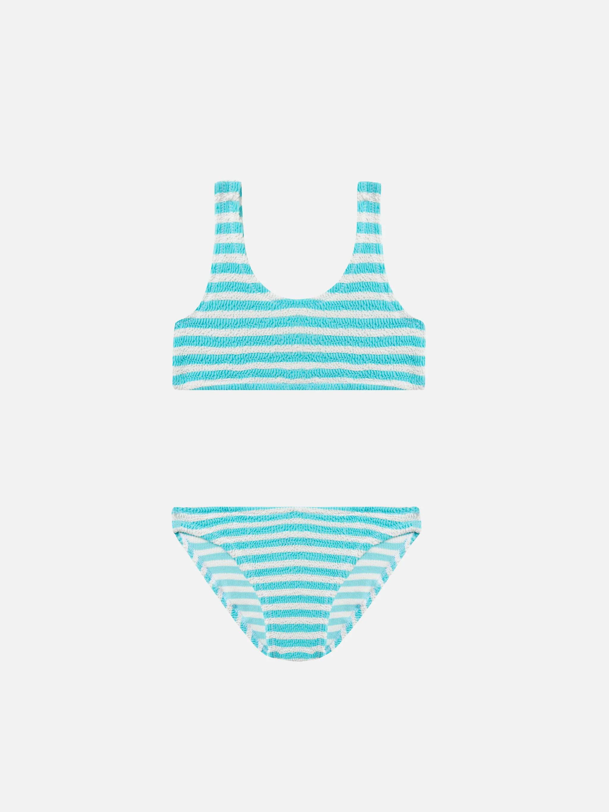 Baker Triangle Bikini in Aqua Striped Crinkle
