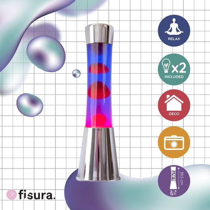 Abajur de mesa - FISURA - LT0496 - Vermelho e roxo - Base cromada - Halogênio 25W