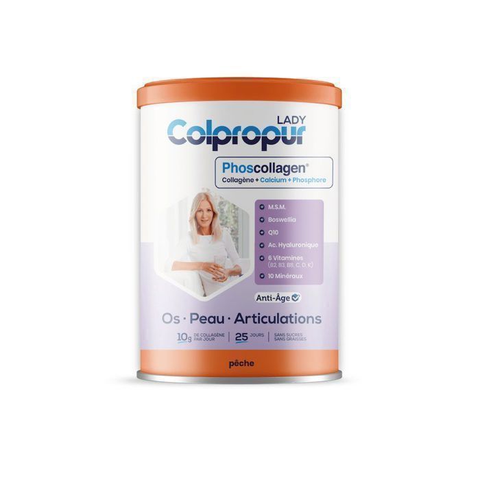 Collagène Peptides - COLPROPUR Lady – Phoscollagène® + Acide Hyaluronique + Q10 – Saveur Pêche - 25 jours 10g par dose