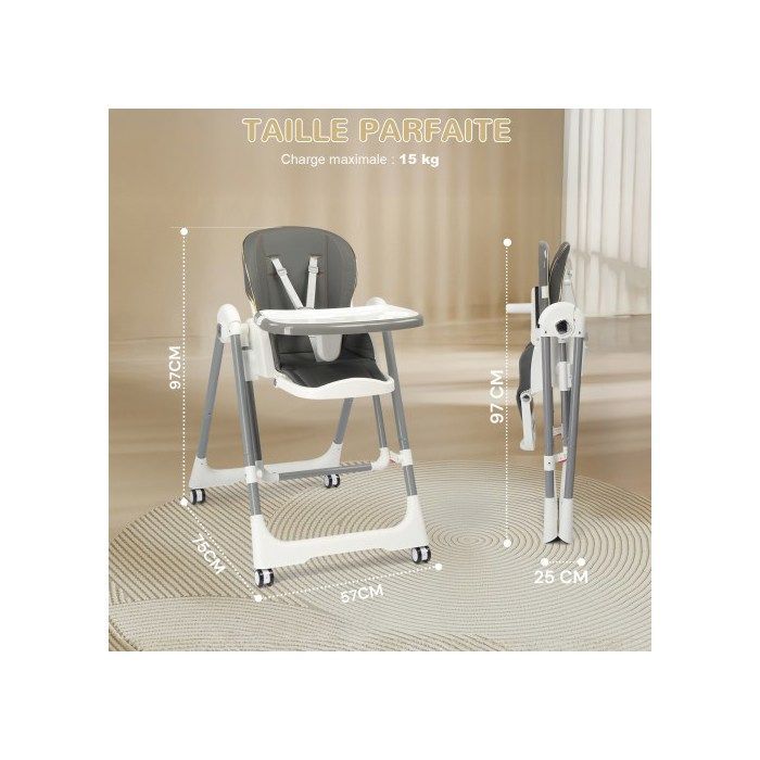 Trona - LALAHO - Trona para bebé, trona 2 en 1, función de moisés, plegable y portátil - Gris