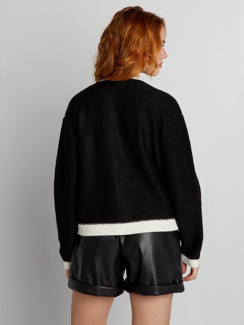 Cárdigan de punto con cuello - negro