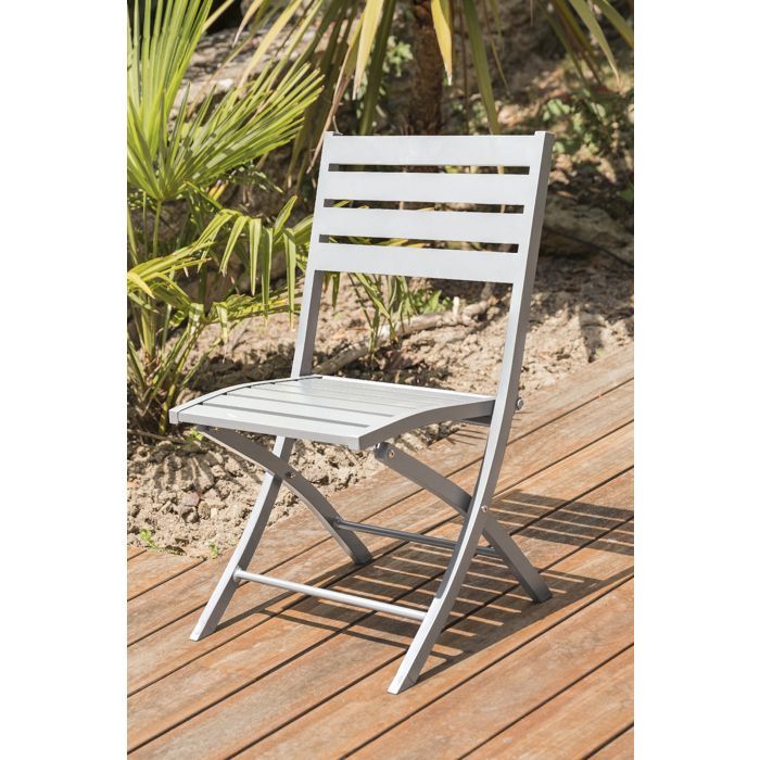 Conjunto de comedor de jardín de aluminio para 2 personas - Gris claro
