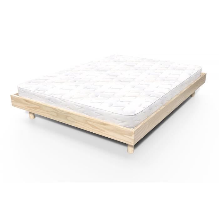 Noé wooden slatted bed base ABC MEUBLES - 2-seater - 160x200 cm - Natural varnish