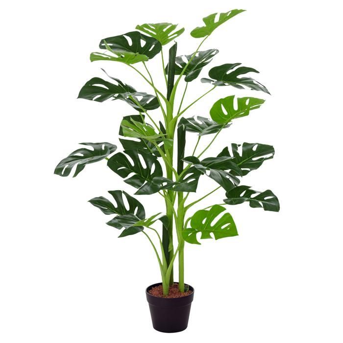 Plante artificielle - Outsunny - monstera arbre artificiel 21 feuilles pot ciment - plastique - Ø 16x100cm