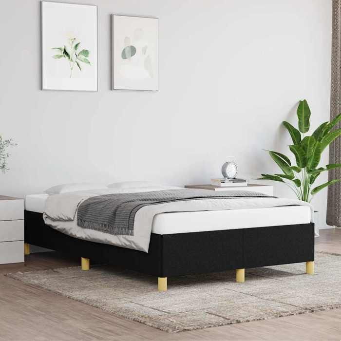 BEST Volwassenenbed/Lattenbodem Zwart, Bedframe - zonder matras - zwarte stof 120 x 190 cm Nov430758