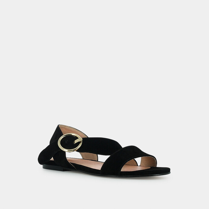Sandales plates à brides  en velours noir