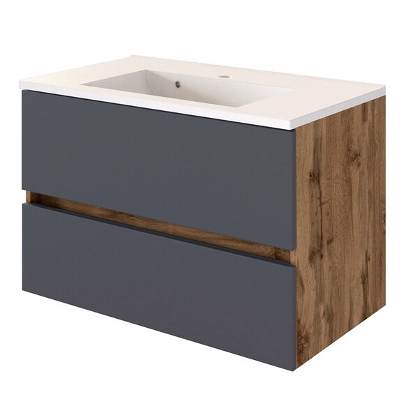 Lincoln mosdó, 80 cm, matt szürke/wotan tölgyfa