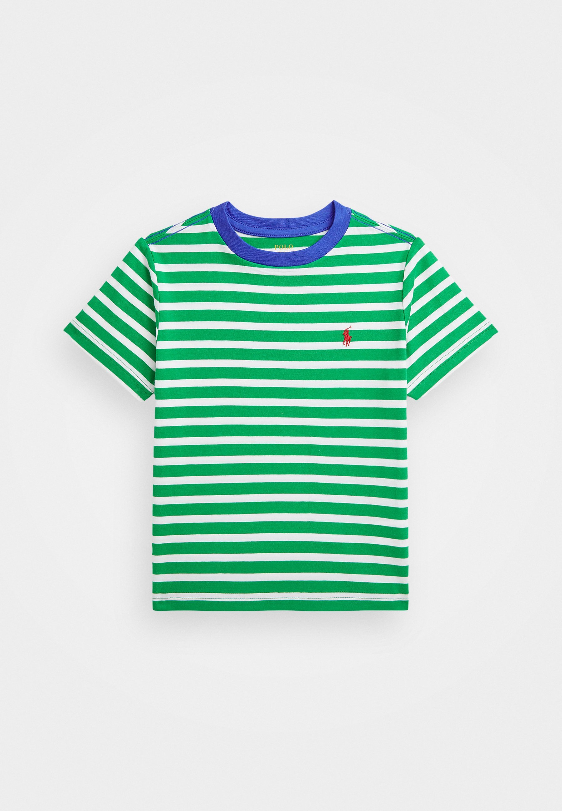 Polo Ralph Lauren gestreept katoenen jersey T-shirt met contrasterende boord - T-shirt met print - stem/paper white