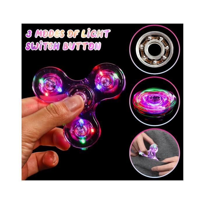pezzi Fidget Spinner LED Crystal Light-Up Hand Spinner Giocattolo sensoriale Fidget Toys Antistress ADHD per bambini Blu e Viola