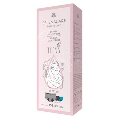 SelenaCare Cueca Menstrual Teens Hipster Cinza 1 un