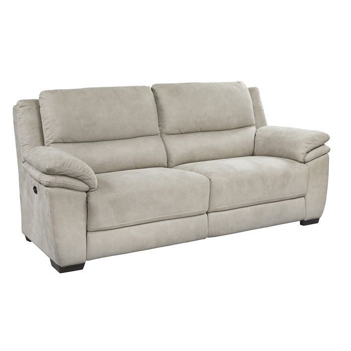 ASTIO - Divano reclinabile elettrico a 3 posti in tessuto beige maestoso