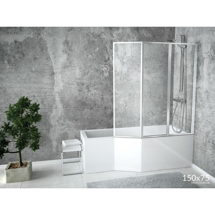 Baignoire Bain d'angle 150x75 Droite + tablier en acrylique Siphon + pieds