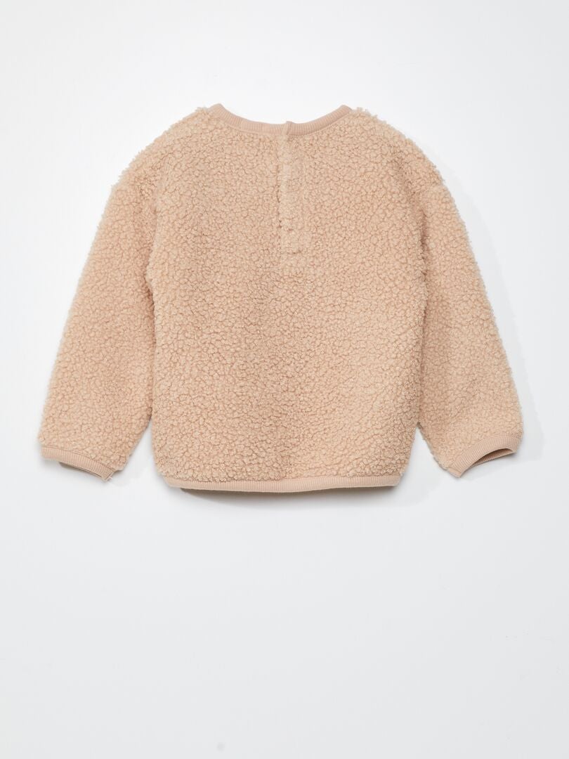 Sherpa en fluwelen pyjamaset - 2-delig - BEIGE
