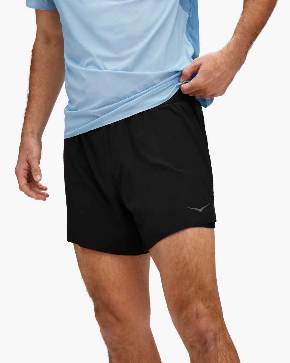 HOKA Glide 5-tommers Short 2-in-1 Zwart