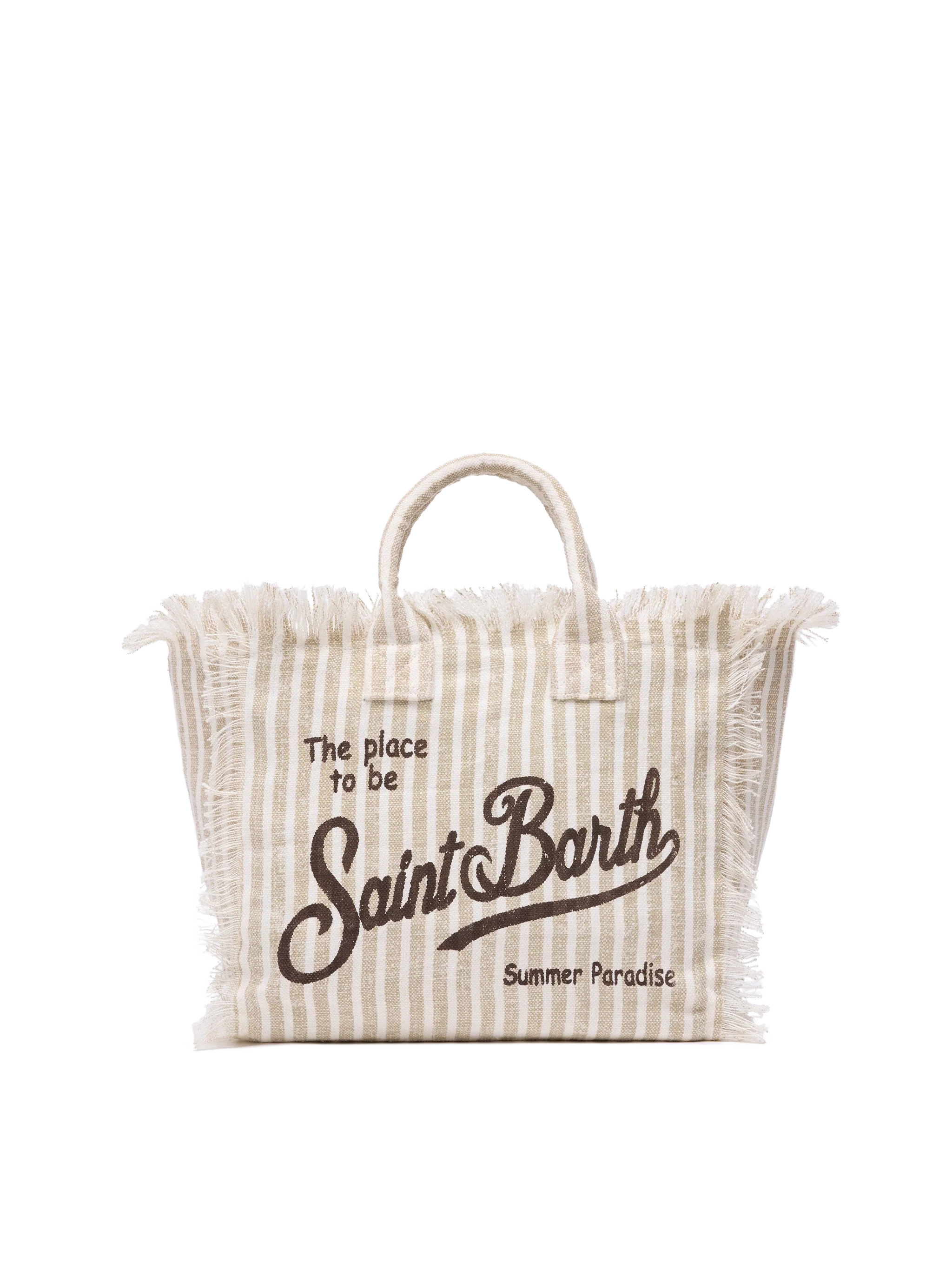 Colette tas van linnen canvas met gestreepte print.