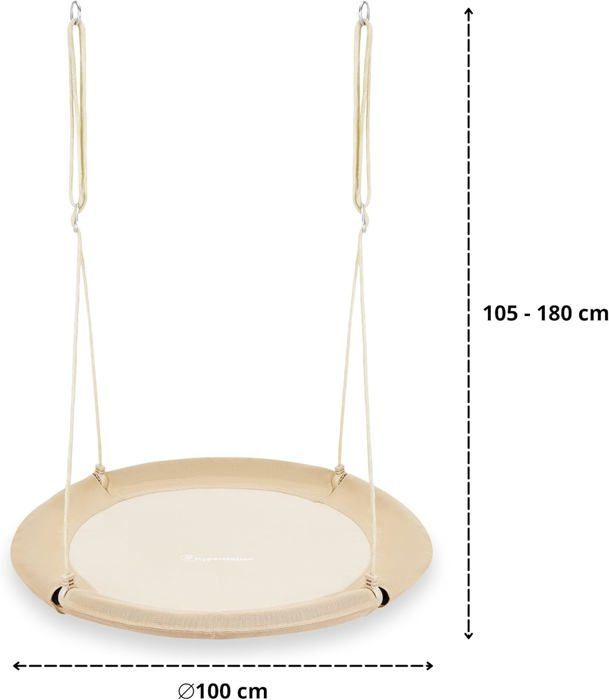 Swing - HyperMotion - Bird's Nest 100cm - 150kg Load Capacity - Comfort & Safety - Boho Beige