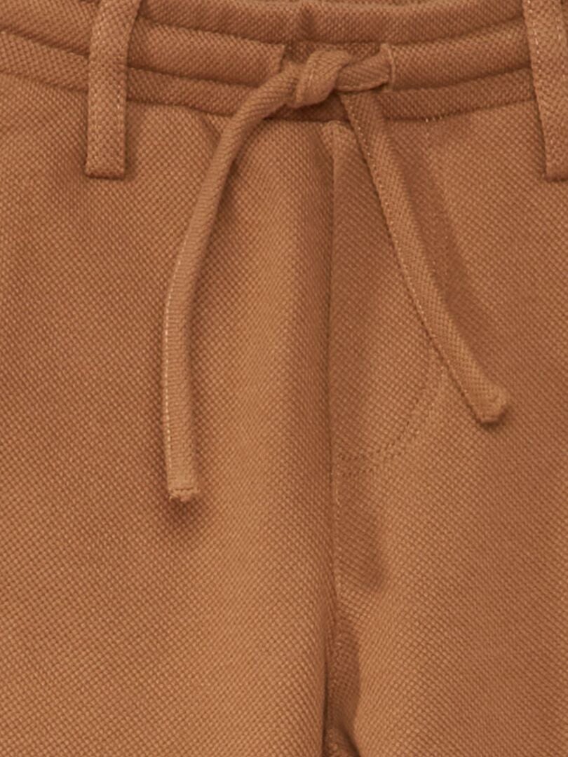 Katoenen piqué broek - slankere pasvorm - BEIGE