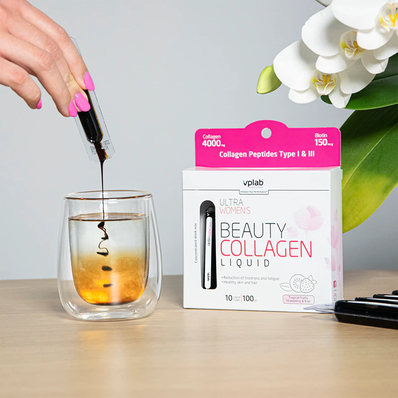 VPLab Beauty Liquid Collagen, suplemento alimentar de colágeno em ampolas.