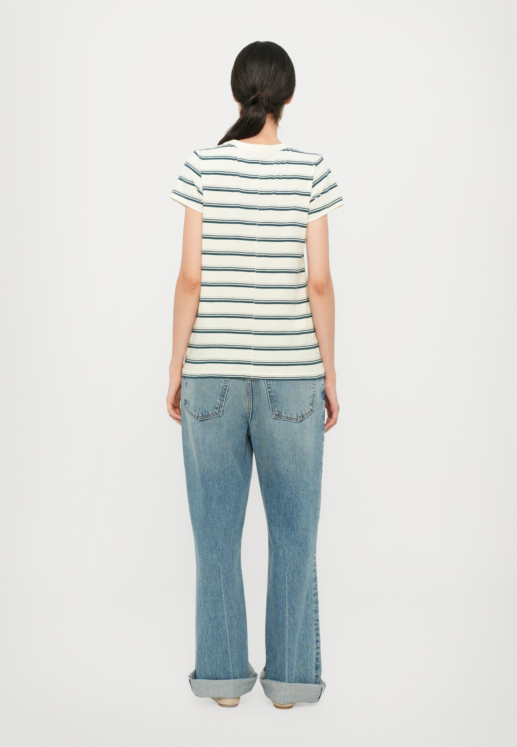 rag & bone THE SLUB STRIPE TEE - Printitud T-särk - valge