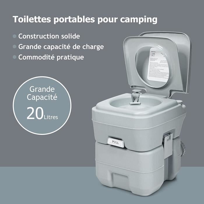 Inodoro portátil DREAMADE, inodoro químico de 20 litros para viajes, camping, uso al aire libre y uso doméstico, capacidad de carga de 100 kg, color gris.
