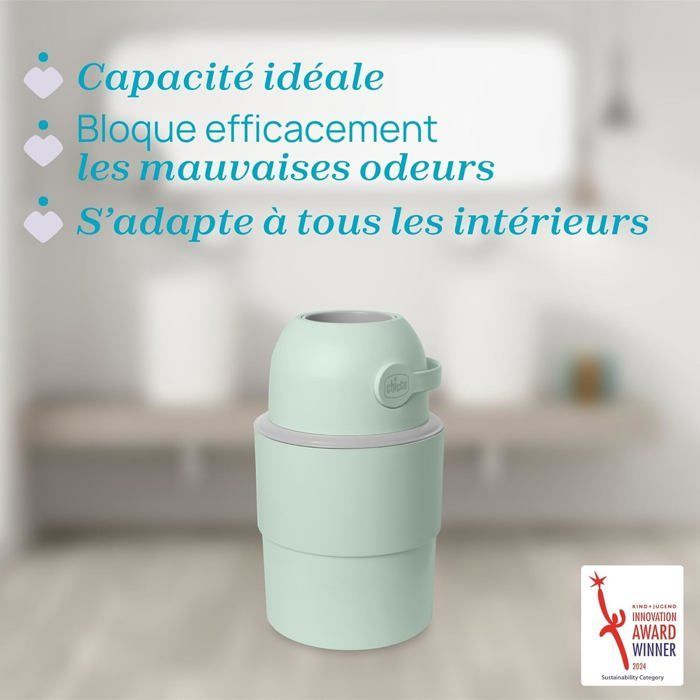 Cubo de pañales plegable compacto, telescópico y antiolor de Chicco