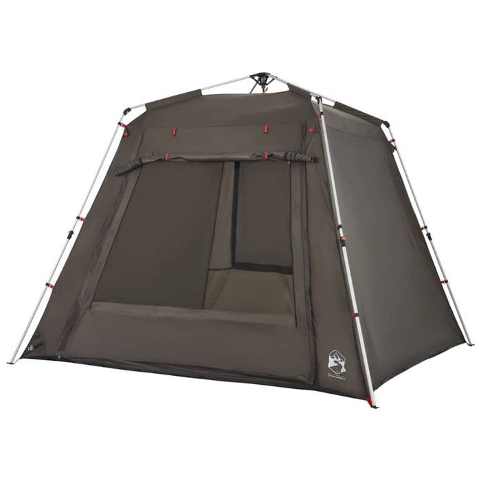 Tienda de campaña de pesca, camping, jardín o exterior vidaXL para 4 personas, color marrón, con sistema de liberación rápida. Modelo 4005330.