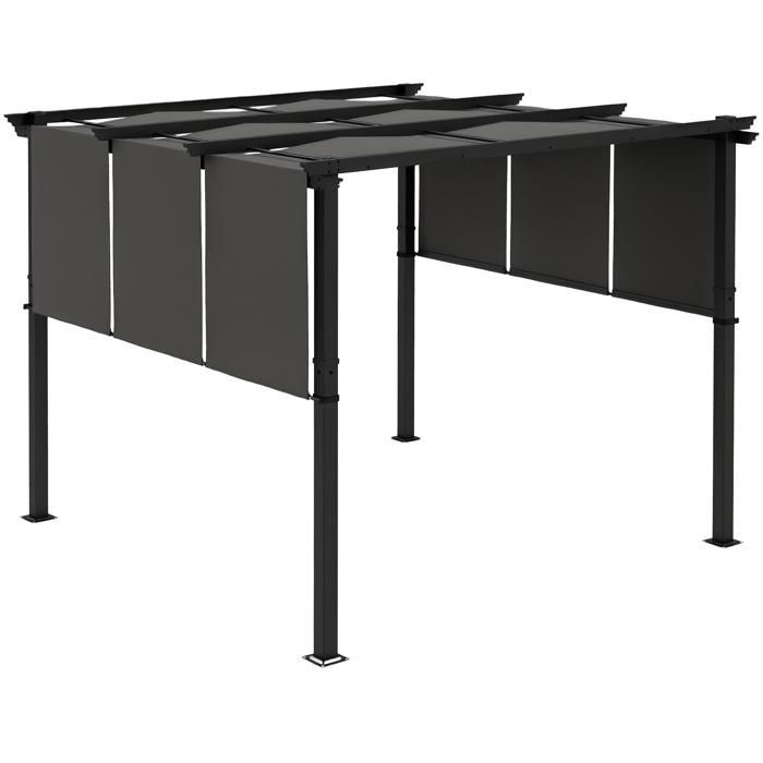 Outsunny - Pergola - Acier - 297x297x238cm - Gris foncé