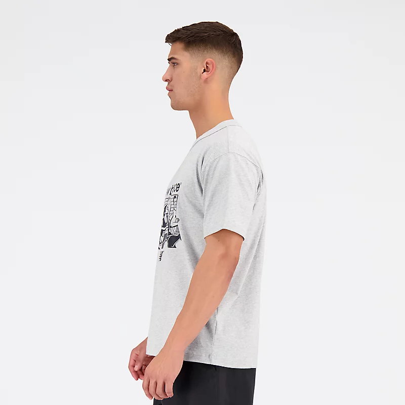 Męska koszulka T-skjorte friidrett Remastered Graphic Cotton Jersey med krótkim rękawem - ATHLETIC GREY