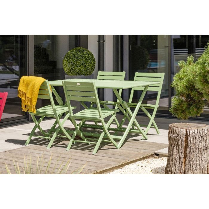 Aluminium tuinset voor 4 personen - Lagunegroen