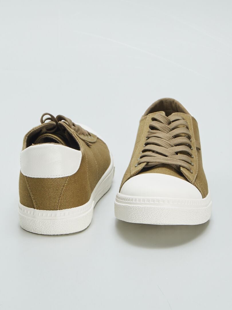 Lage canvas sneakers - KHAKI
