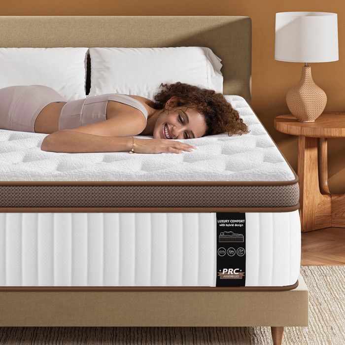 Colchón YIDATONG - 140x200 cm - 26 cm de grosor - Espuma viscoelástica y muelles ensacados - Soporte suave