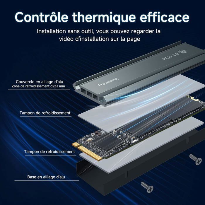 Fanxiang S660 1 TB NVMe M.2 PCIe 4.0x4 interne SSD für PS5 mit Kühlkörper