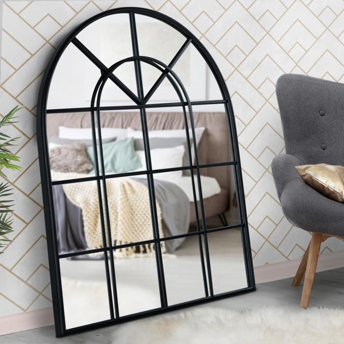 IDMARKET Miroir verrière arche design industriel 80x100 cm