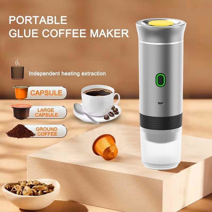 Portable Coffee Maker - Espresso Machine - 12V - Electric Heating - 19 bar - Black