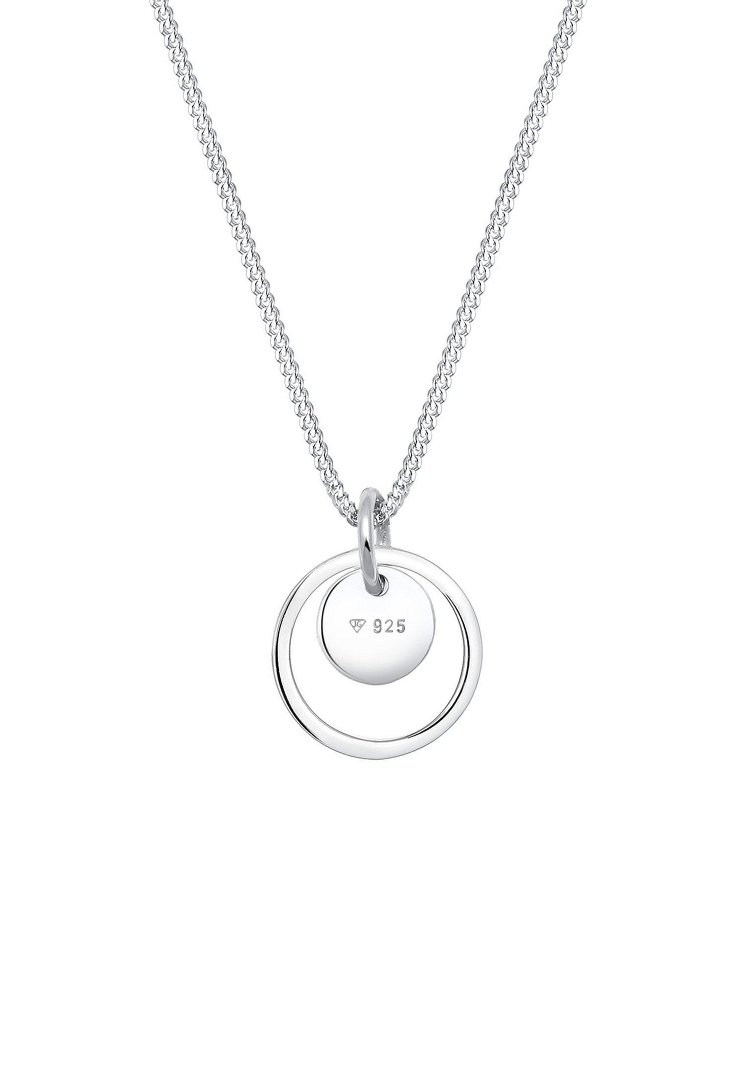 Elli Femmes Pendentif Cercle Plaquette Geo Look en Argent Sterling 925
