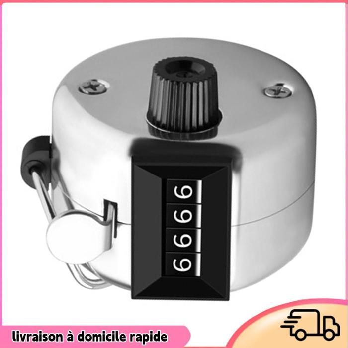 Contador manual Dilwe, contador mecánico de mano de 4 dígitos, contador para campos deportivos, modelo estándar, metal, sin base.