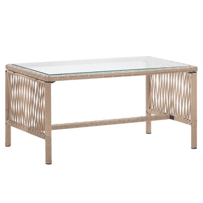 Conjunto de jardín Lemon de 4 piezas con cojines - Resina tejida beige - 80x45x40 cm 46436